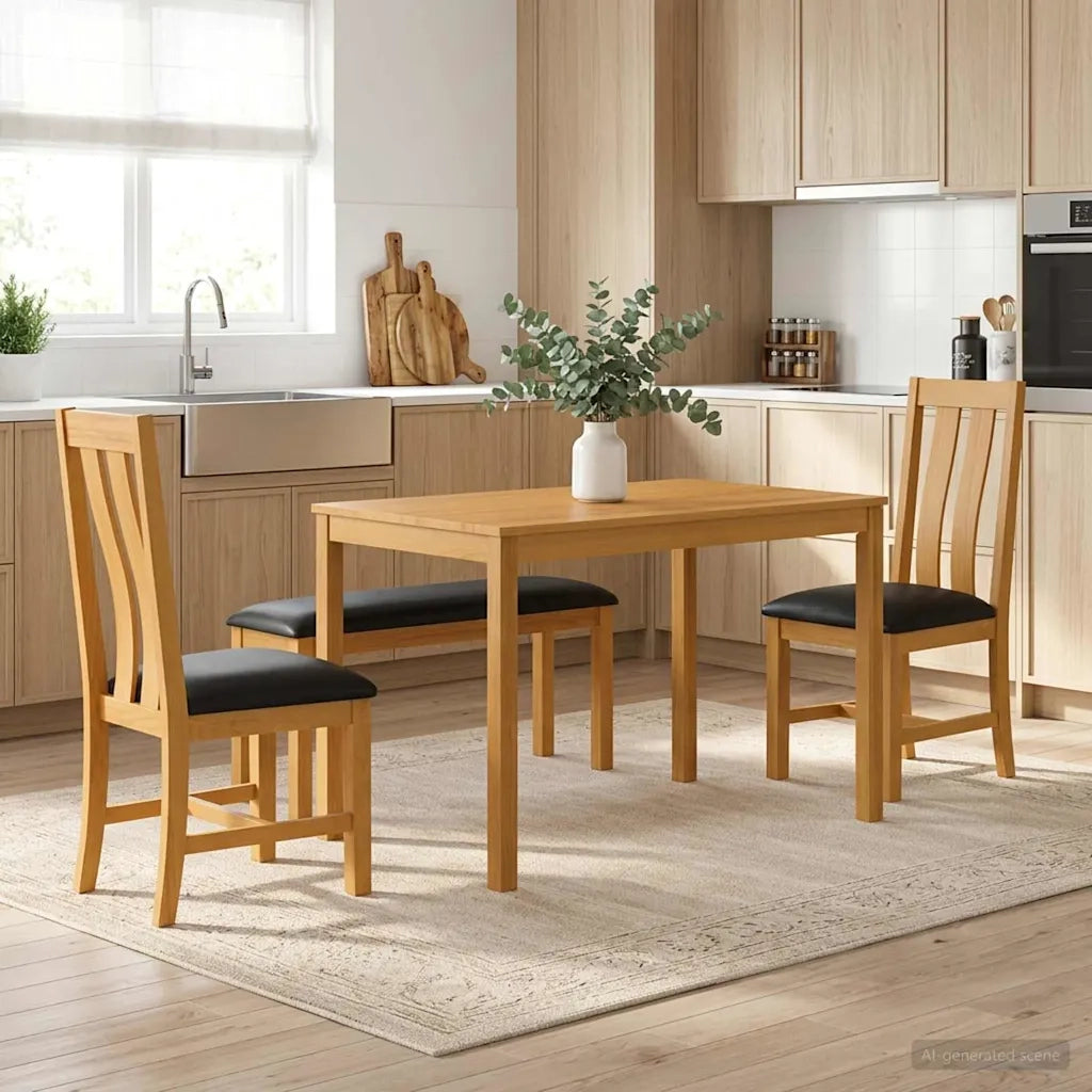 Set da pranzo 4 pz Nero Legno di Quercia Massello 3430301