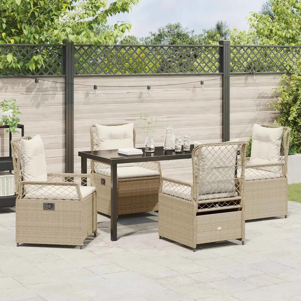 Set da Pranzo per Giardino 5 pcs Beige e Bianco Crema 3381011