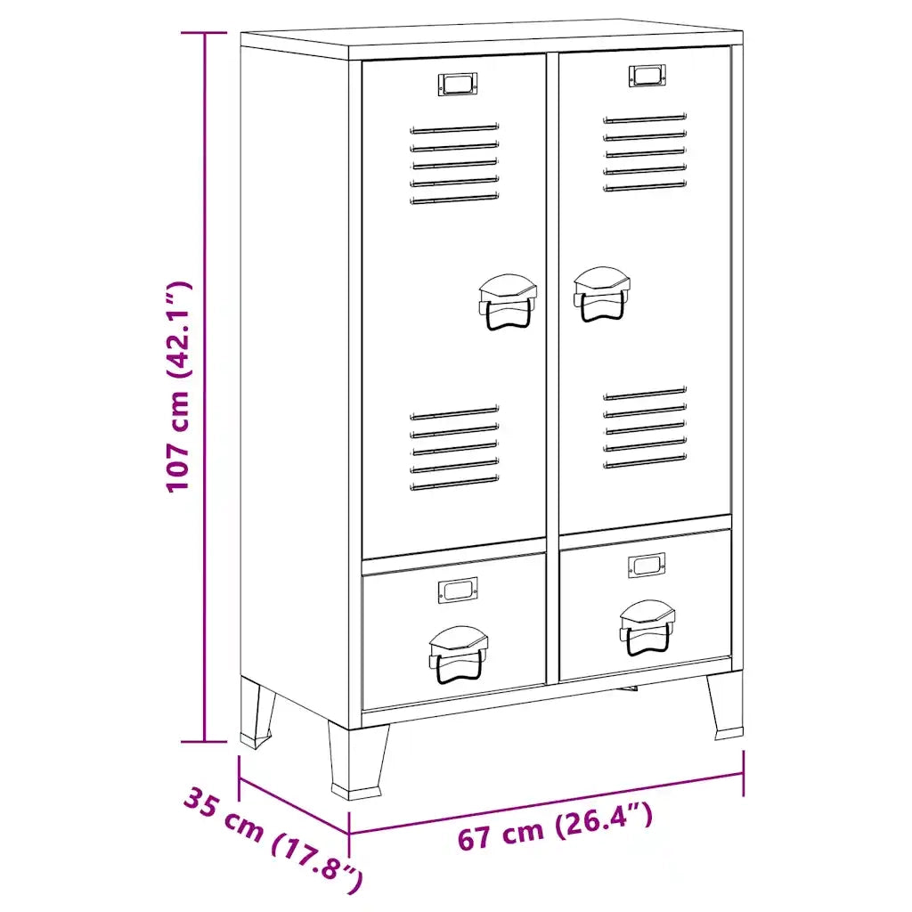 Armadio Industriale Antracite 67x35x107 cm in Acciaio 339612