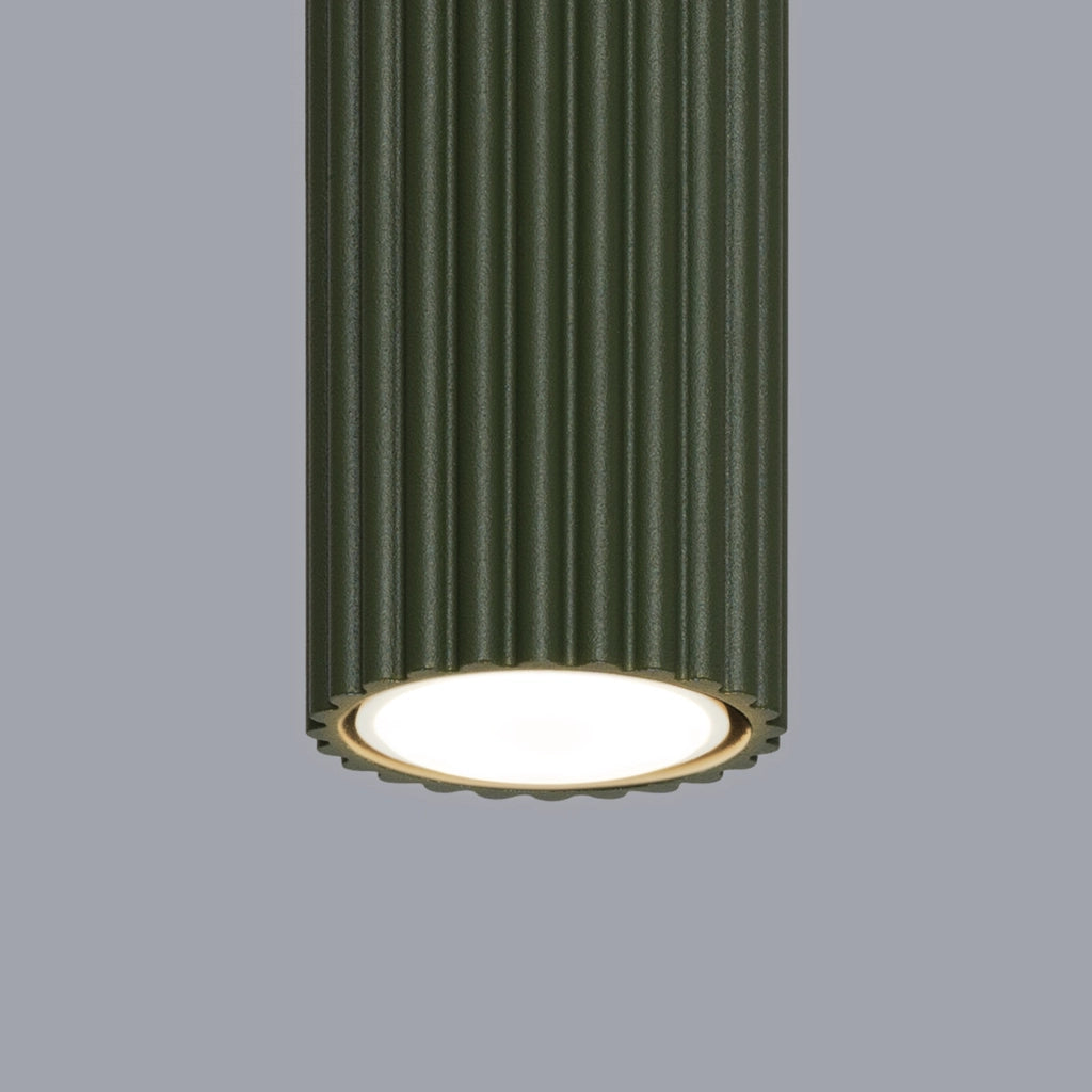 Spot soffitto tubo verde oliva rigato 40cm GU10 Gravio