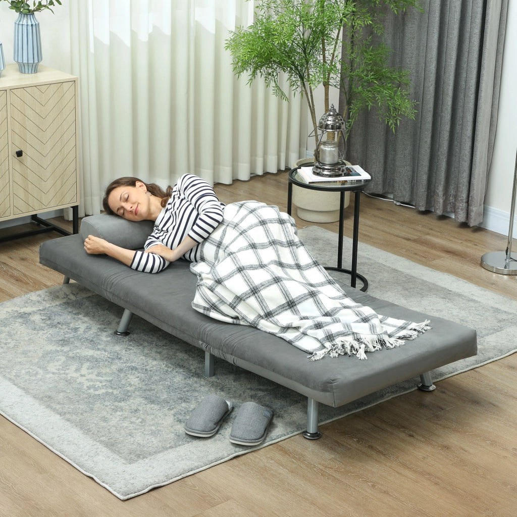 Poltrona letto imbottita reclinabile ¨C zephmum ¨C 75x70x75 cm grigio velluto