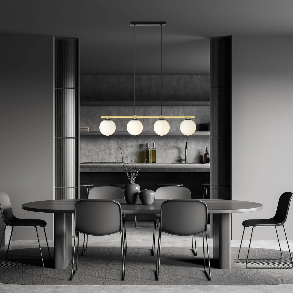 Lampadario Emibig Allora 4xE14 vetro bianco oro nero