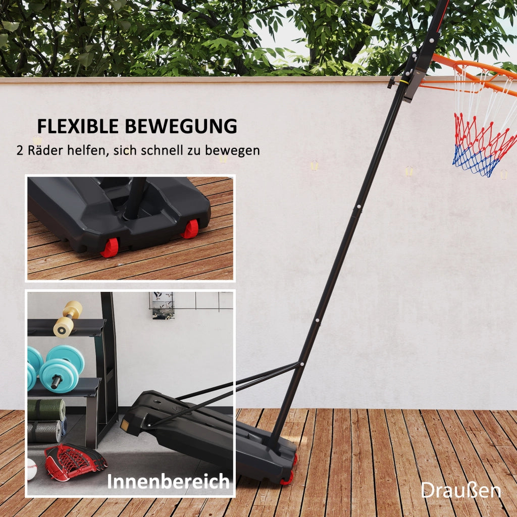 Canestro da Basket per Bambini ¨C Xylo ¨C Regolabile 210-260cm, con Ruote, Rosso
