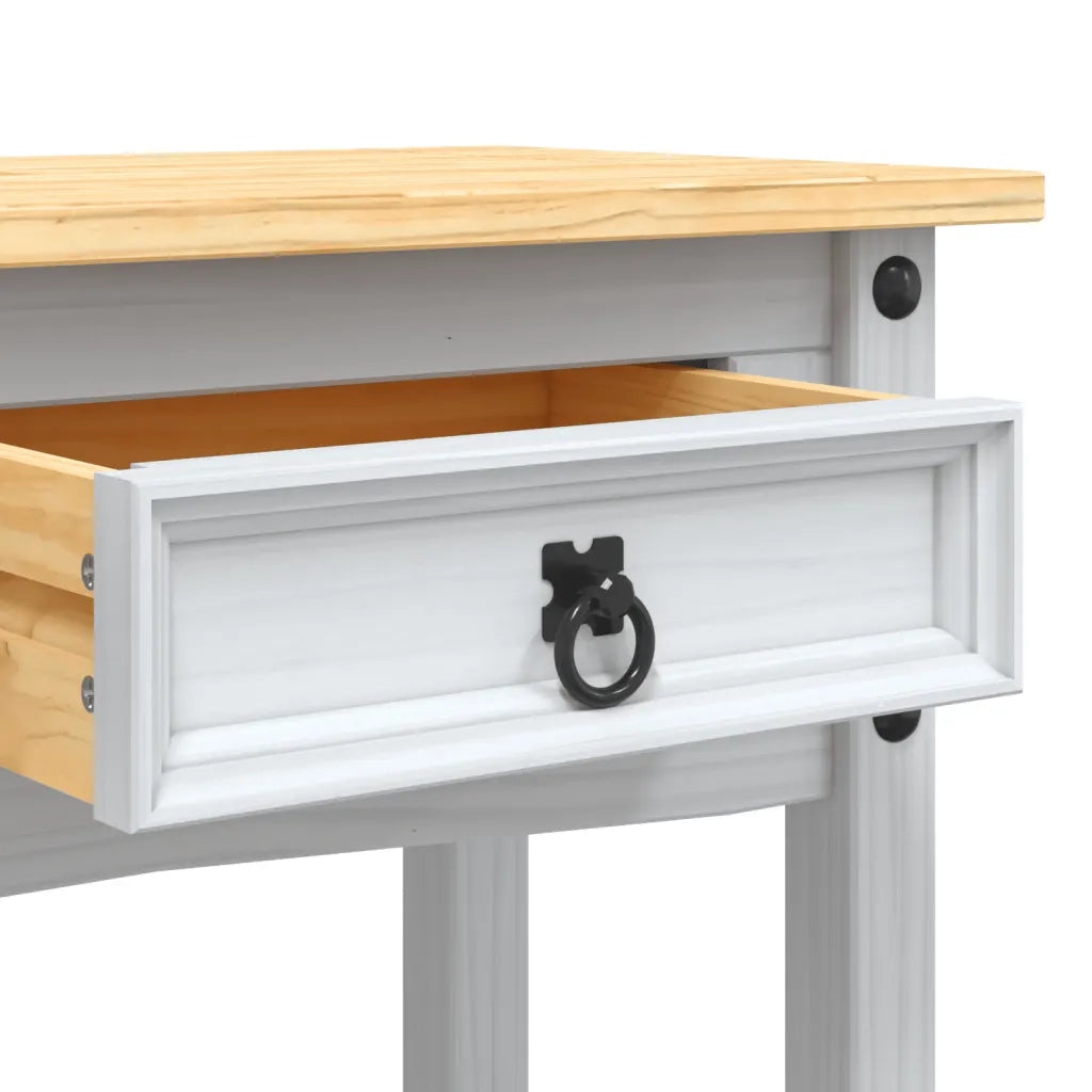 Tavolo Console in Pino Messicano Corona Bianco 90x34,5x73 cm