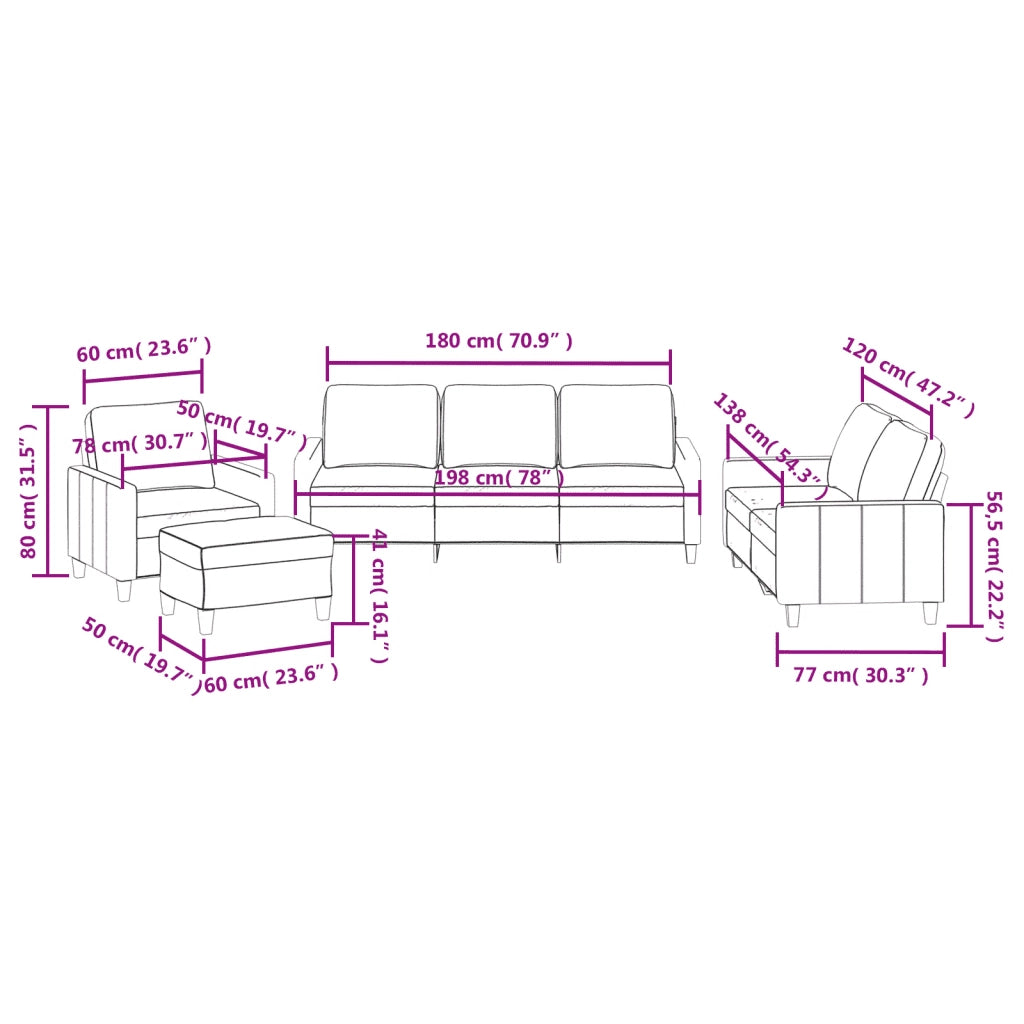 Set di Divani 4 pz con Cuscini Rosso Vino in Similpelle 3201406