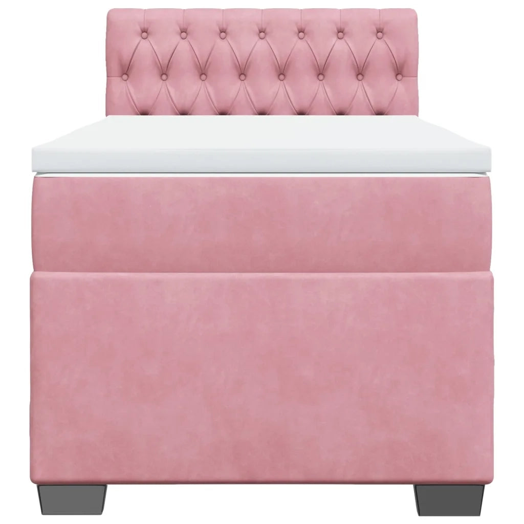 Giroletto a Molle con Materasso Rosa 100x200 cm in Velluto