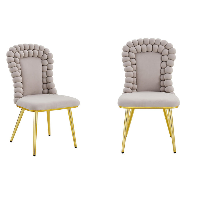 Set 2 sedie da pranzo - Xylo - velluto beige gambe dorate