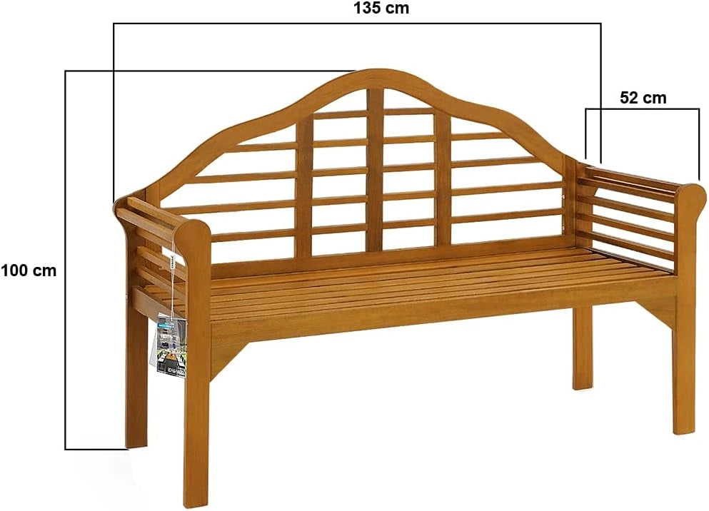 ® Panchina da Giardino Resistente in Legno Eucalipto Certificato FSC® Portata 320 kg 2 posti con Braccioli e Schienale 135x56 cm Panca per Balcone