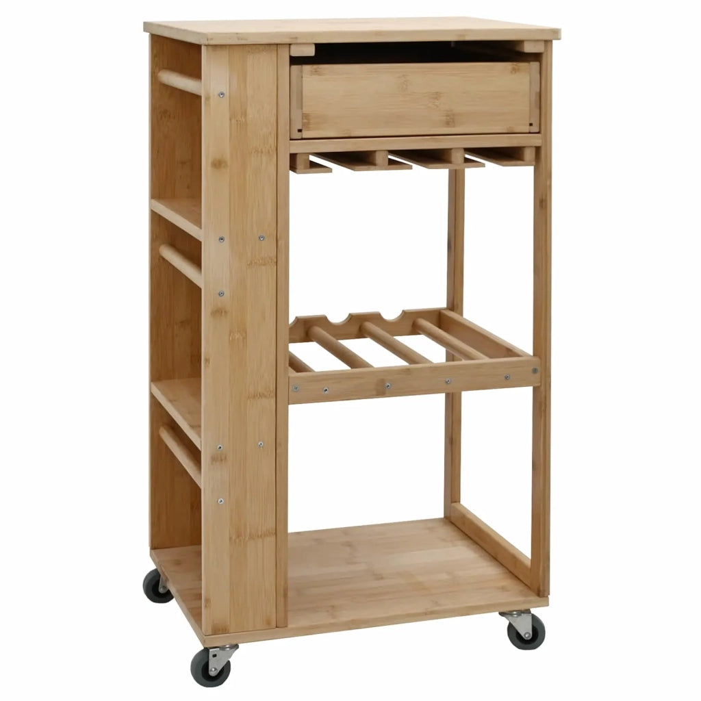 Carrello da Cucina con Ruote Naturale 47,5 x 36 x 83 cm Bambù