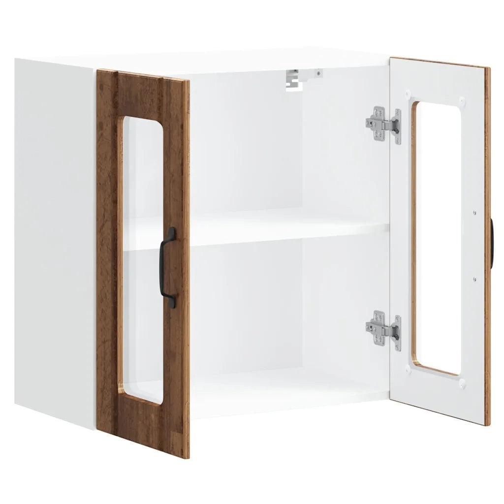 Pensile da Cucina con Porta in Vetro Lucca Legno Vecchio