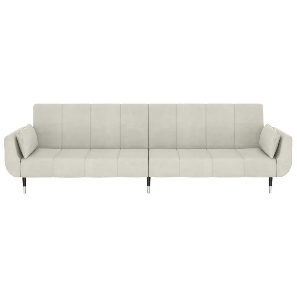 Divano letto | Sof¨¤ letto | Letto singolo a 2 Posti con 2 Cuscini Crema in Velluto