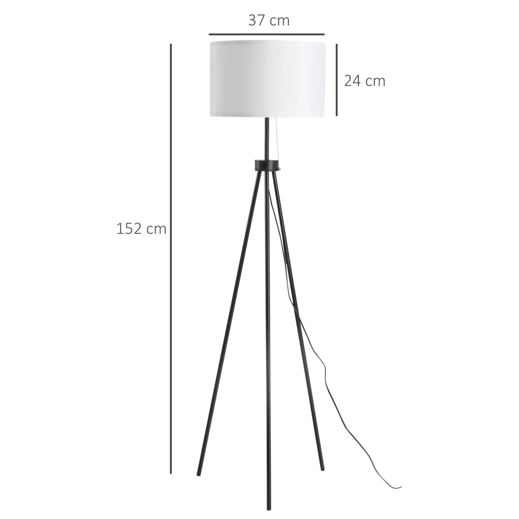 Lampada da terra con paralume in poliestere e cotone ¨C Minimal ¨C E27, bianco