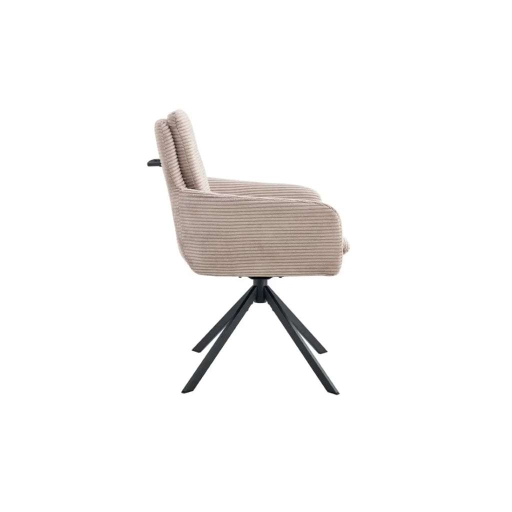 Set di 2 poltrone KAVIRA – Velluto a coste sabbia – Piedi in metallo – Con braccioli – Design accogliente e moderno