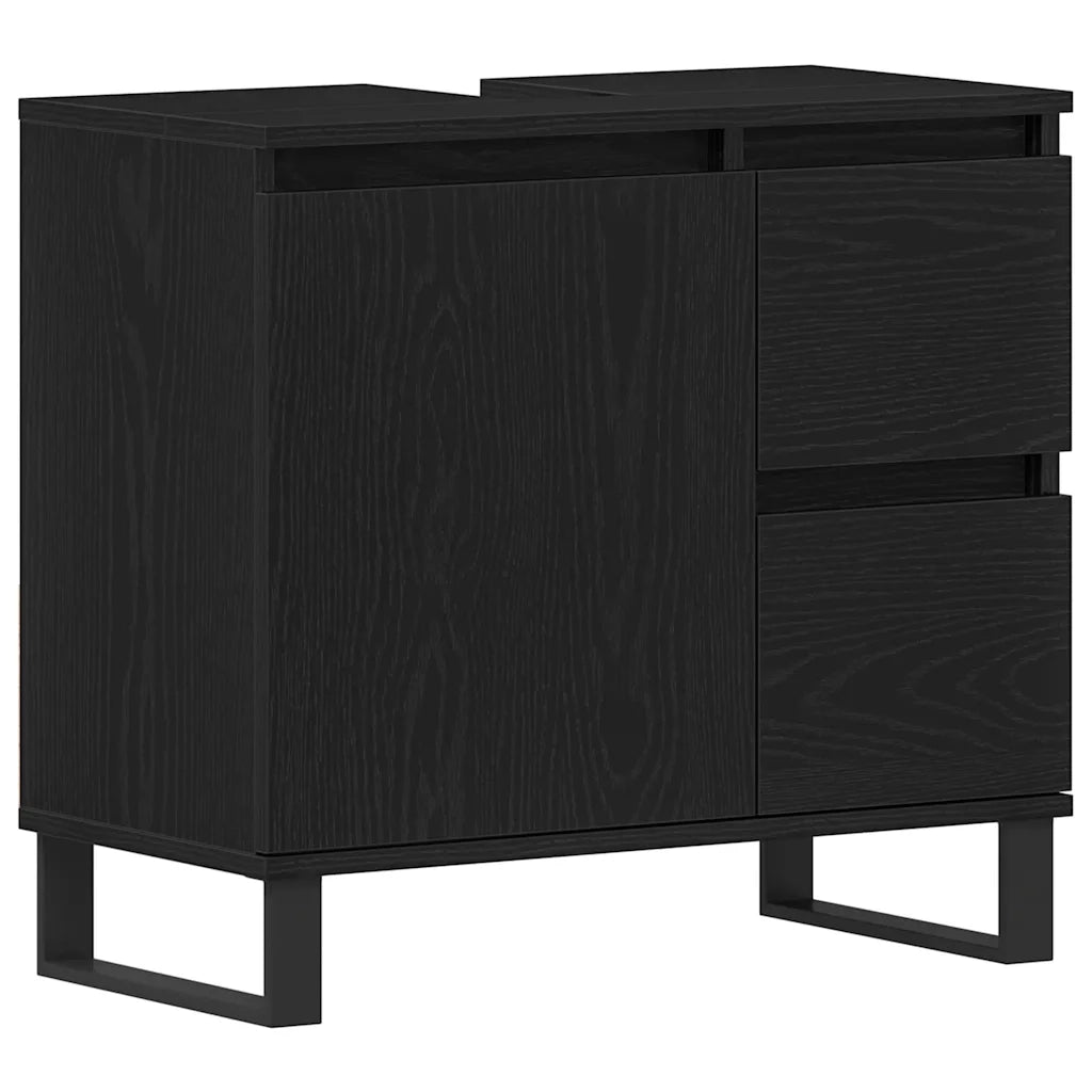 Armadio per Lavabo da Bagno Rovere Nero 65 x 33 x 60 cm 862892