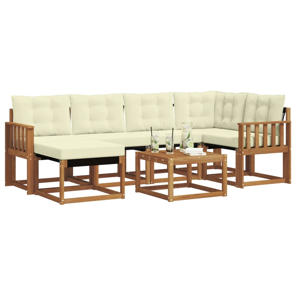 Set di divani da esterno con cuscino 7 pcs Naturale e Crema
