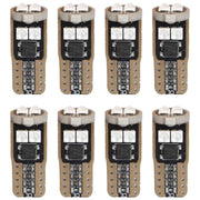 8 Pezzi Lampada Led T10 W5W 6 SMD 3030 12V 1.2W 180lm Luce Colore Blu 26mm