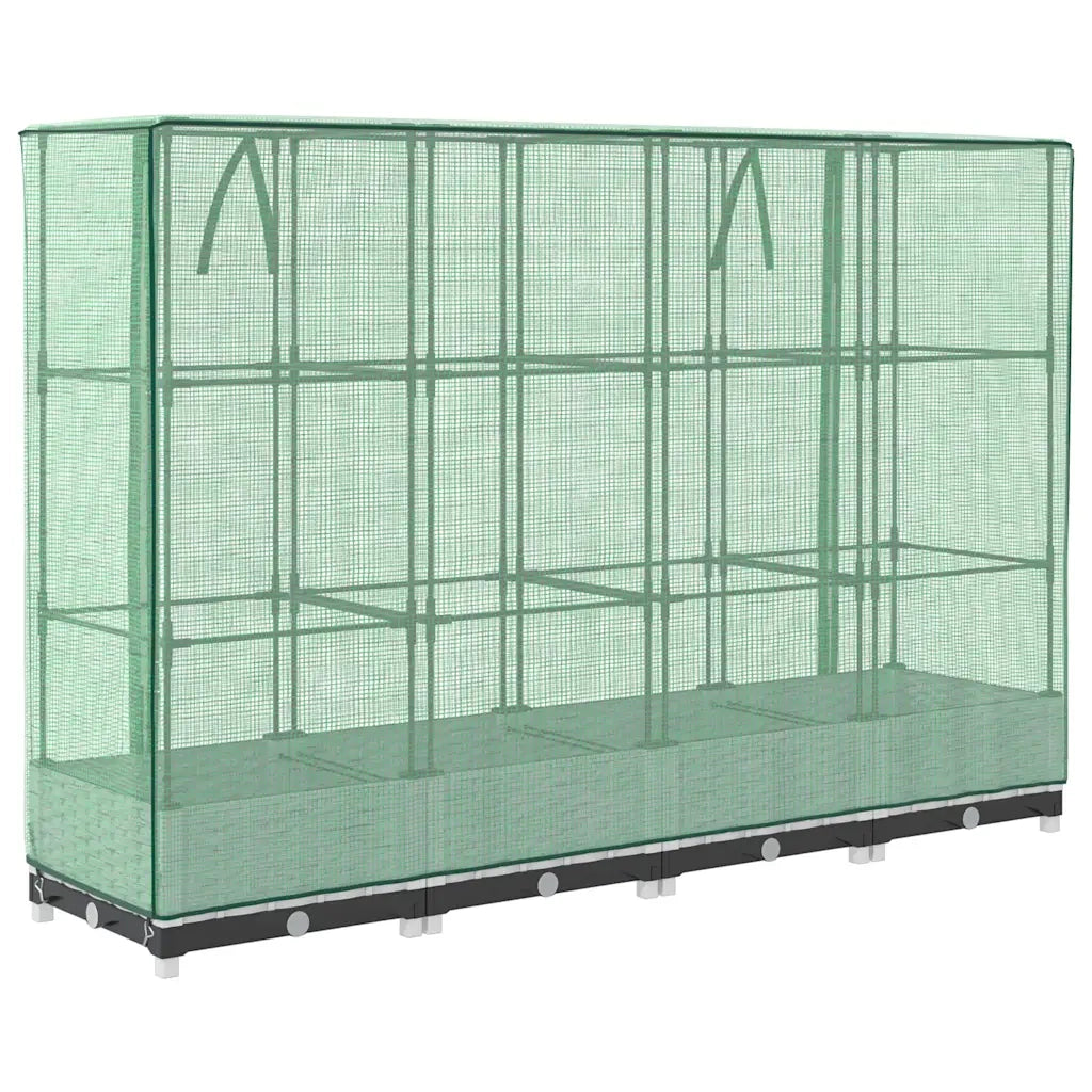 Fioriere | Cassetta per fiori | Letto Rialzato con Copertura Serra Effetto Rattan 160x40x123 cm