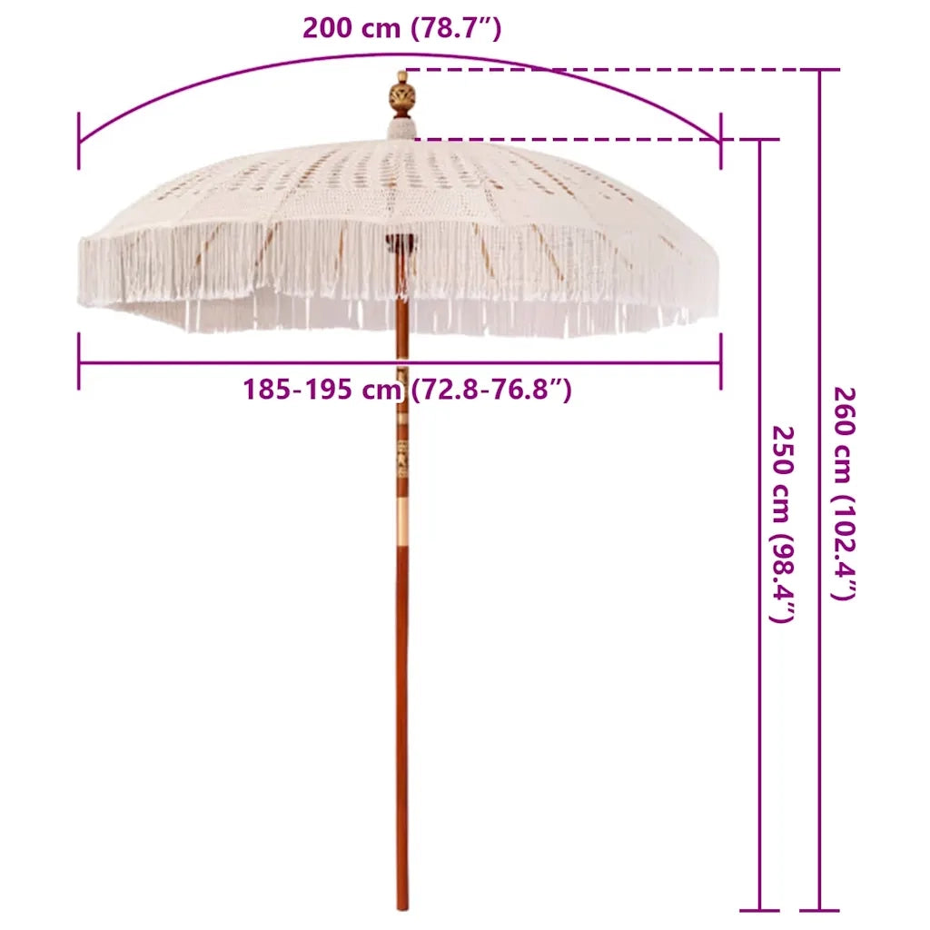 Parasol in macramè Crema 190 x 190 x 260 cm 42006469