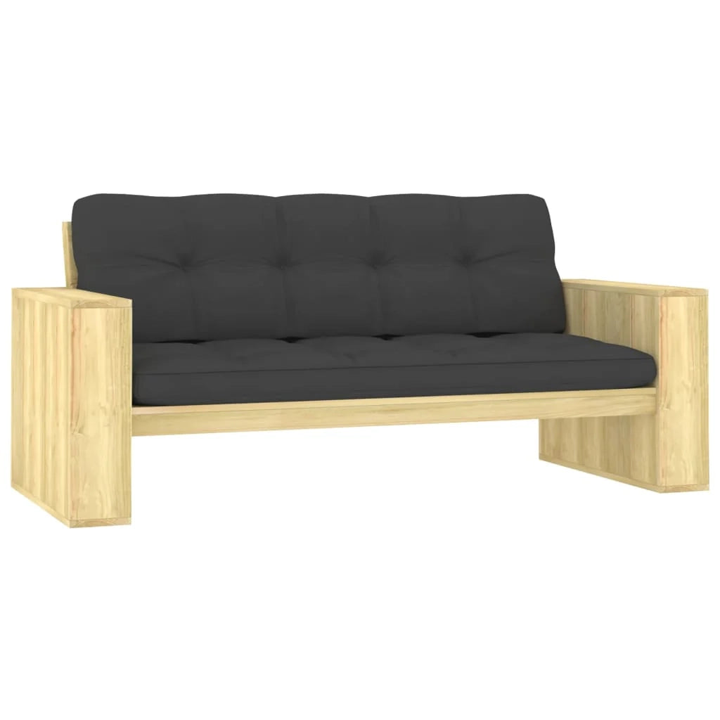 Panca da giardino mobili da esterno per patio mobili da terrazza con cuscini antracite 179 x 76 x 76 cm pino impregnato 02_0011627