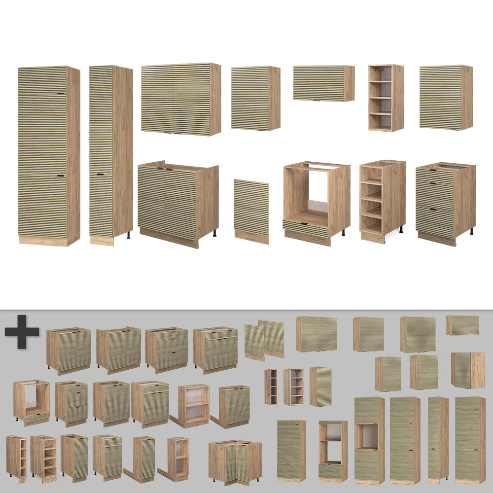 Vicco Cucina componibile Pannello in rovere/rovere goldkraft 355 cm , PL Marmo