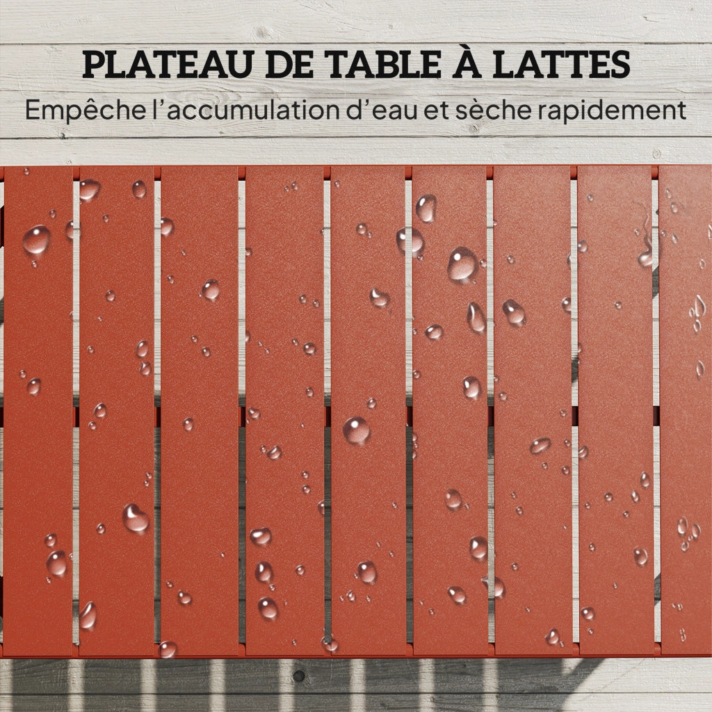 Tavolo da giardino ¨C zephmum ¨C rosso, acciaio galvanizzato, 90x50x43 cm