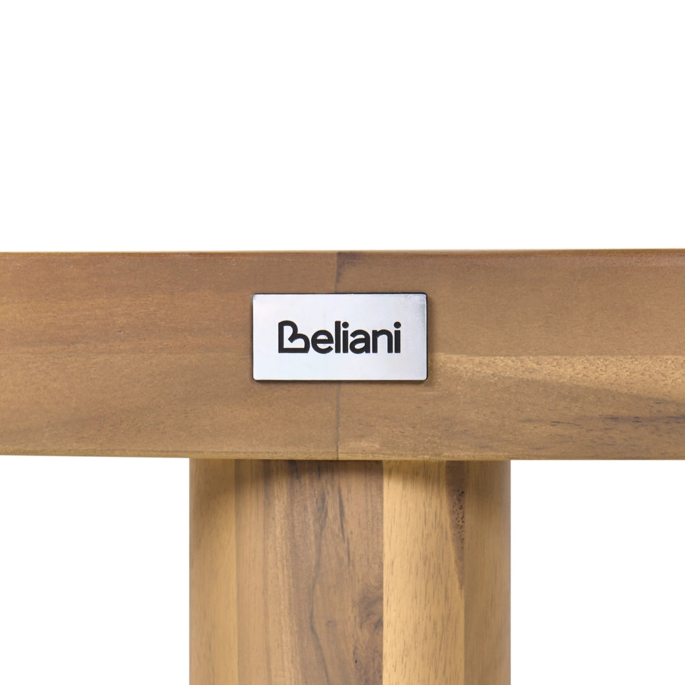 Tavolino da esterno in legno di acacia marrone chiaro, forma ovale, resistente alle intemperie, stile moderno, giardino, patio, terrazza