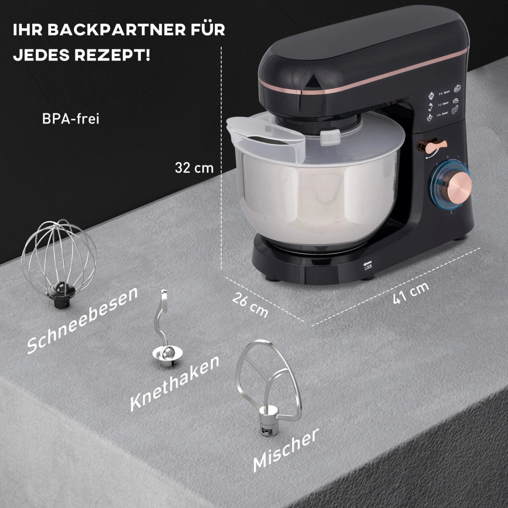 Robot da cucina ¨C Zephmum ¨C 6 velocit¨¤, ciotola in acciaio inox 5,5L, nero