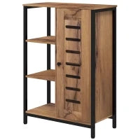 kleankin Mobile da Bagno su Piede Design Industriale Struttura in Acciaio 3 Ripiani Aperti, 60 x 30 x 85 cm, Marrone Rustico