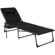 Lettino da giardino pieghevole con cuscino testa ¨C zephmum ¨C grigio, polyrattan, 5 posizioni