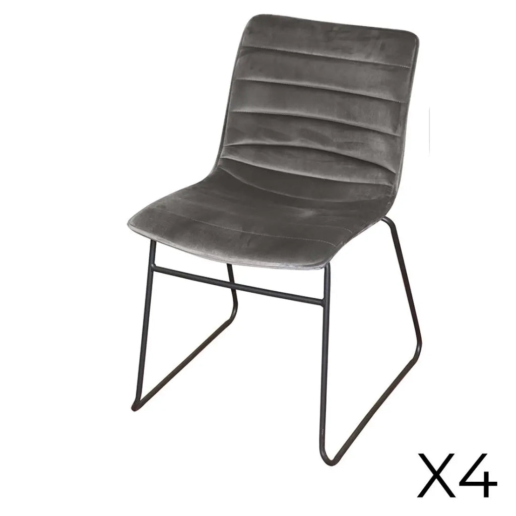 Set di 4 sedie in velluto a coste grigio collezione NETS stile industriale