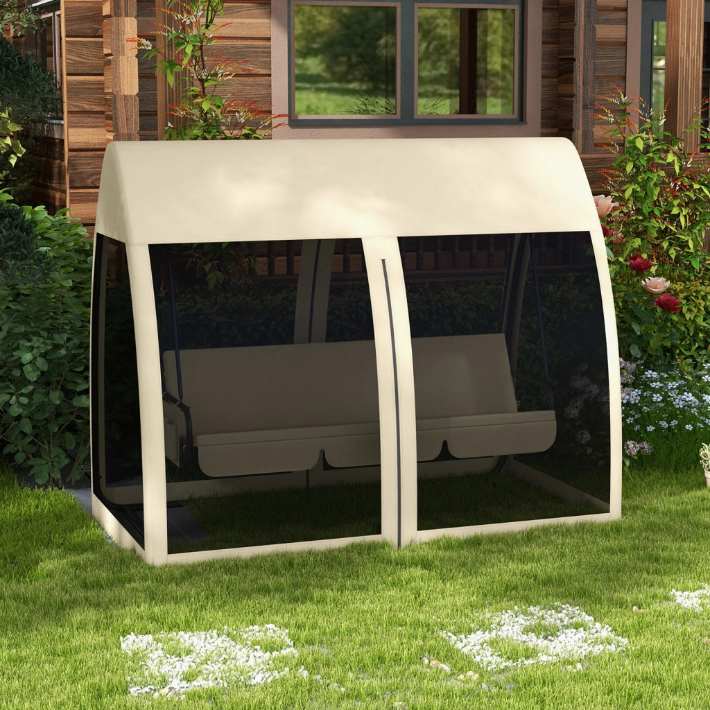 ALTALENA da giardino 3 posti con baldacchino e zanzariera 240 x 140 x 197 cm Coffee