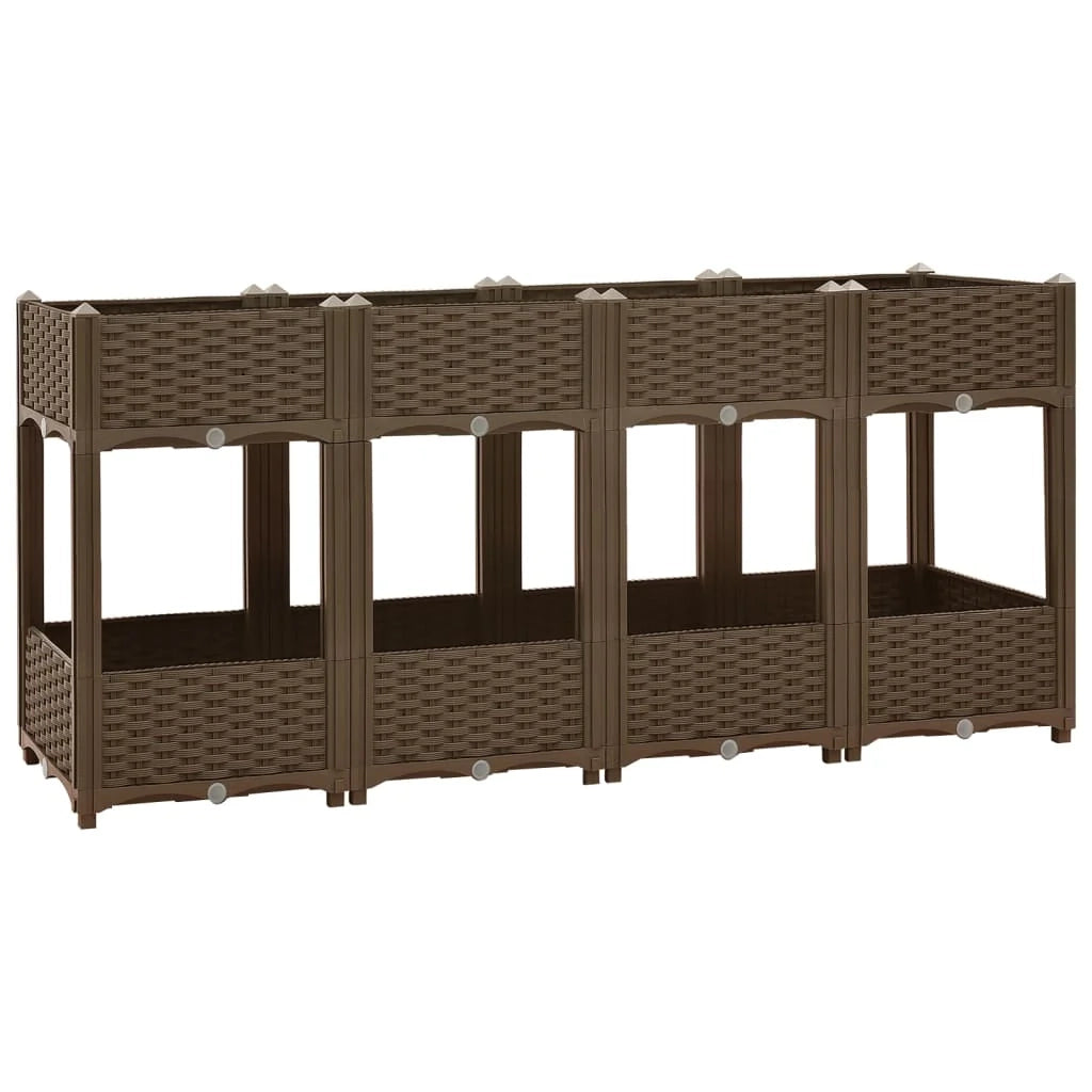 Fioriera rialzata per piante e fiori giardino 160 x 40 x 71 cm polipropilene marrone 02_0000922