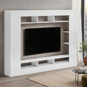 Sadali, Parete Attrezzata 7 Ripiani, 216x30.4x158.6h cm Bianco Lucido