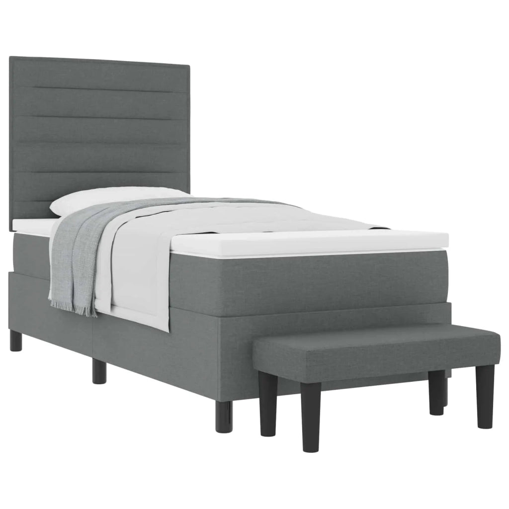 Letto a molle con materasso Grigio scuro 100 x 200 cm Tessuto