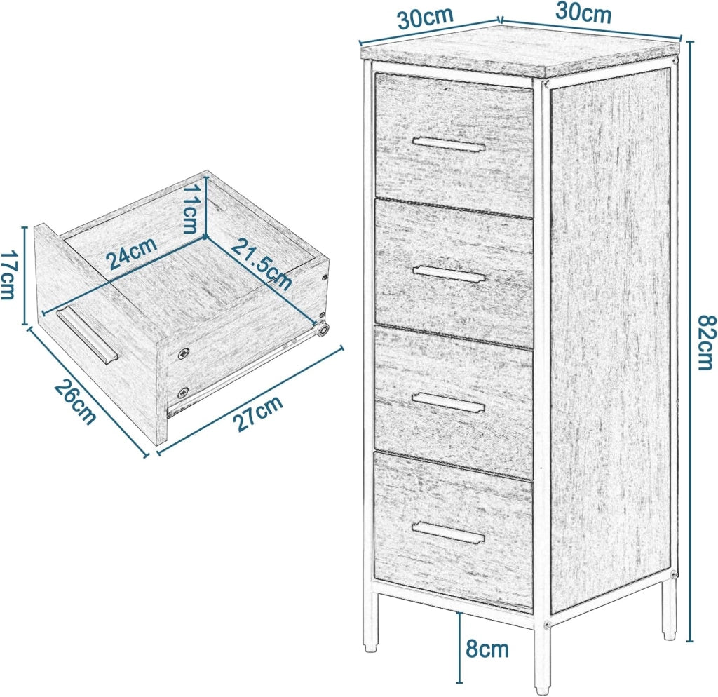 Set di mobili da bagno con armadietto a specchio, per bagno, comò con 4 cassetti, in metallo + legno, modello 8