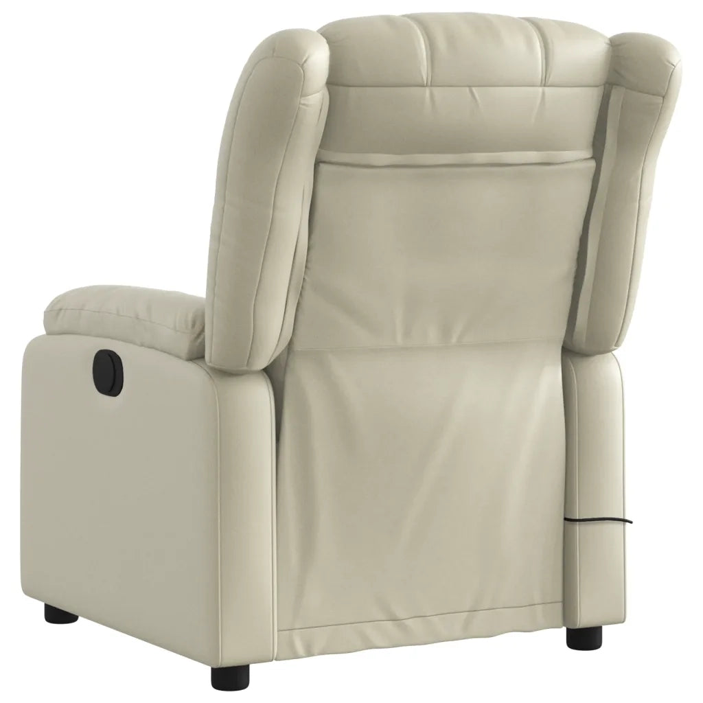 Poltrona Massaggiante Elettrica Reclinabile Crema Similpelle 3205258