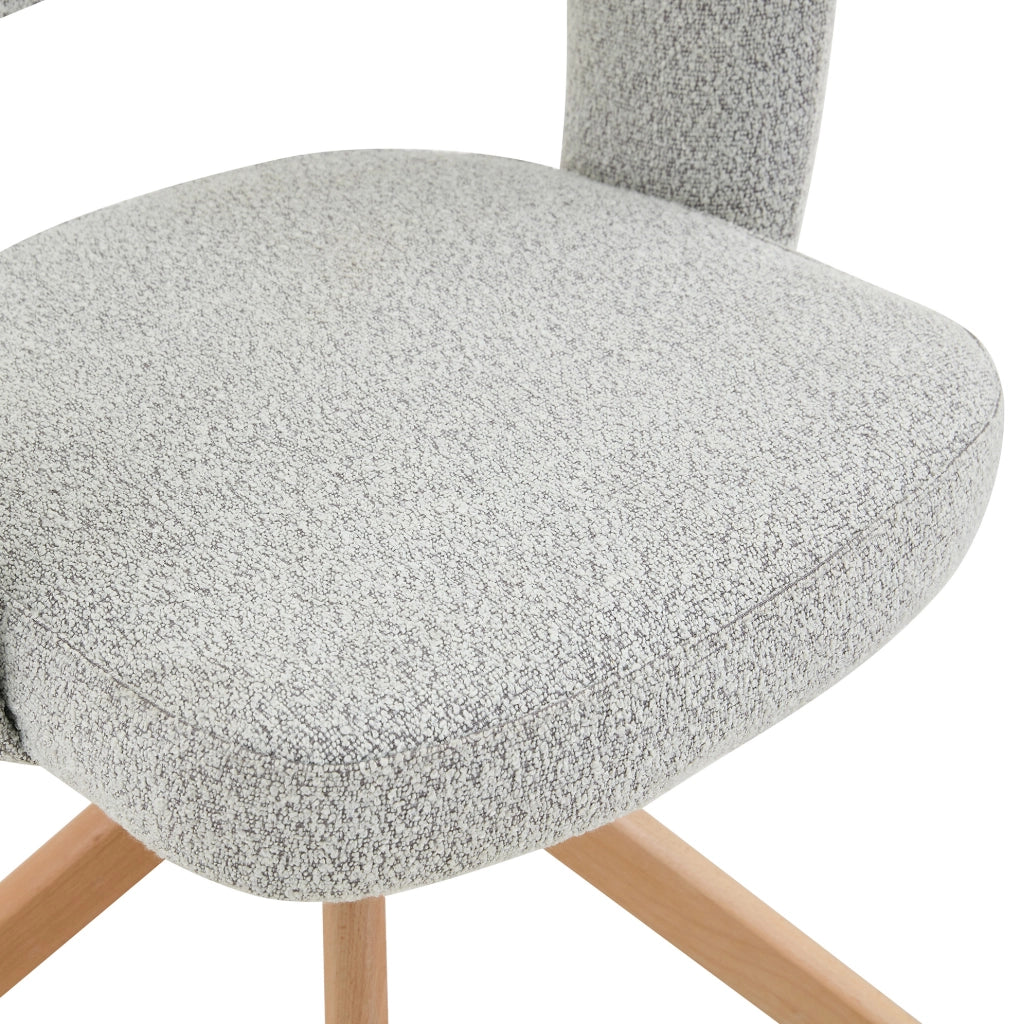Sedia girevole 81;5 cm con schienale curvo in tessuto e legno grigio chiaro e naturale