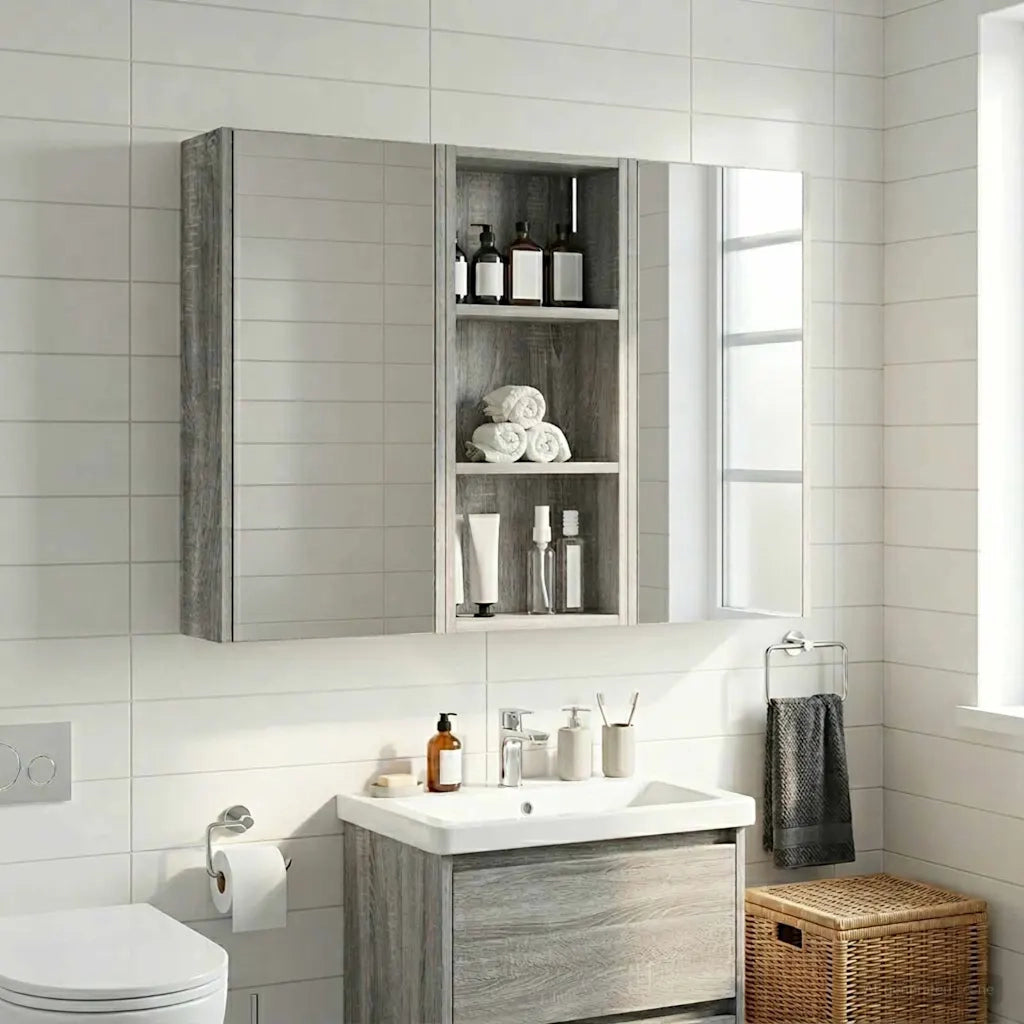 Armadio da bagno a muro Sonoma grigia 30 x 14 x 70 cm 889332