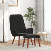 Poltrona Relax con Poggiapiedi Nera in Velluto 3315144