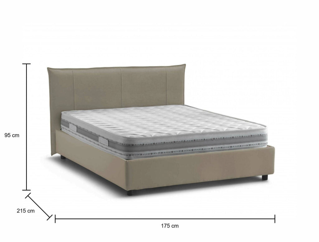 Letto Matrimoniale Geras, Letto Matrimoniale Materasso Incluso Made in Italy, Grigio Tortora\