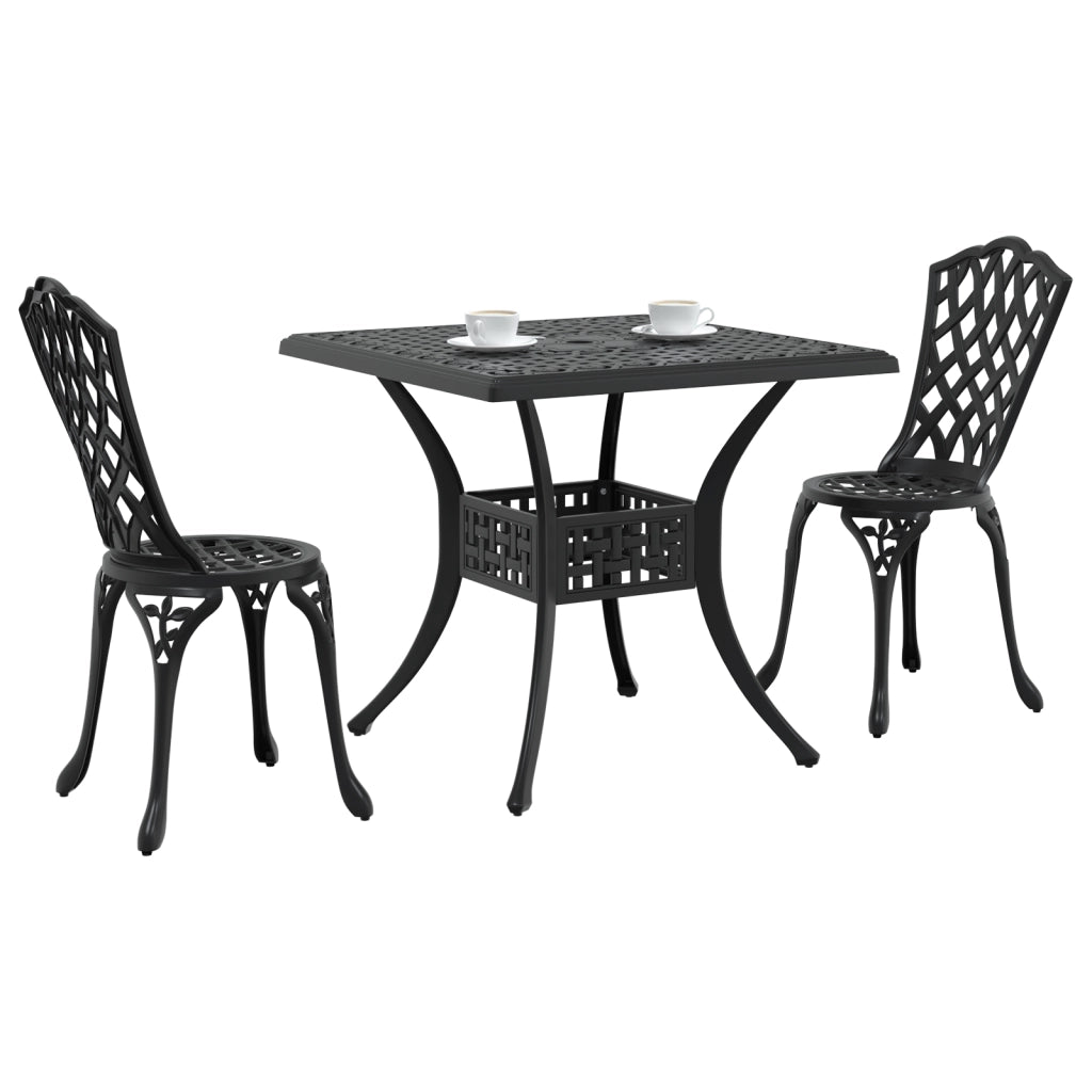 Set Bistro da Giardino 3 Pezzi in Alluminio Nero