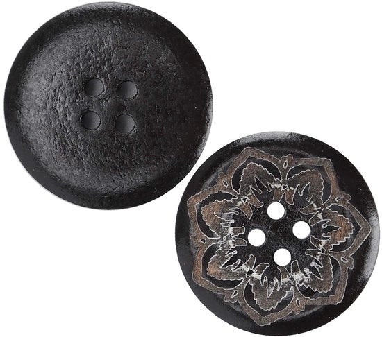 Accessori per cucito in legno 50 pezzi - 25mm Bottone rotondo - Manufatti a mano - 4 fori - Accessori per cucito - Legno naturale - Bottone per cucito