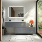Mobile bagno sospeso modulare 90 cm grigio opaco due cassetti con lavabo | Bako
