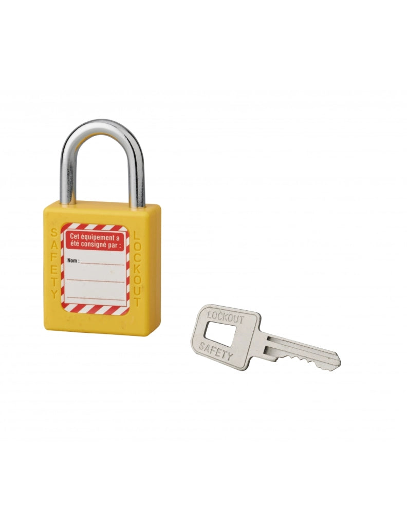 Lucchetto 6 x 25 mm, arco in acciaio Ø 6 x 25 mm, giallo – THIRARD