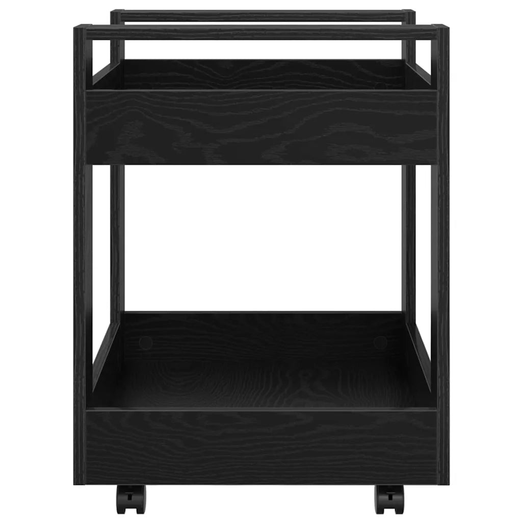 Carrello da Scrivania Rovere Nero 60 x 45 x 60 cm