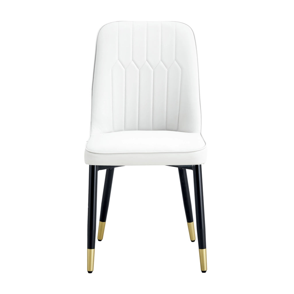 Set di 2 sedie da pranzo moderne - Zephmum- Bianco PU pelle gambe nere metallo