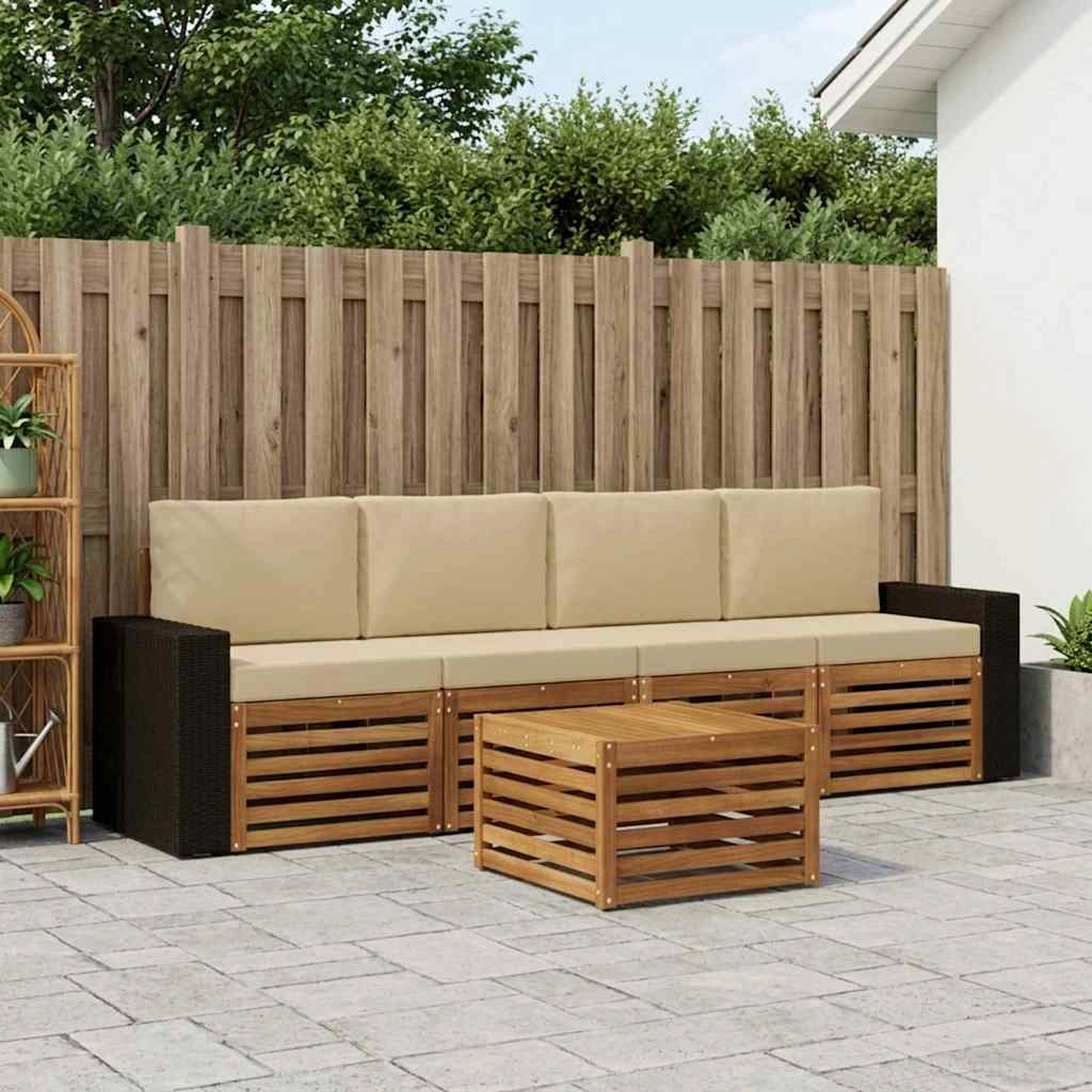 Set di divani da esterno 5 pz Naturale e Beige 3384004