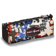 Trade Shop - Astuccio Bauletto Neon Gut Camo Bandiera Americana Singola Zip Scuola Ragazzi -