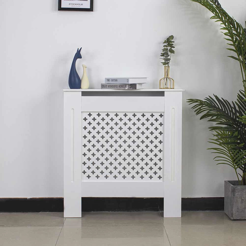 Copritermosifone in Legno MDF 78x19x82cm Copertura Radiatore Calorifero Bianco