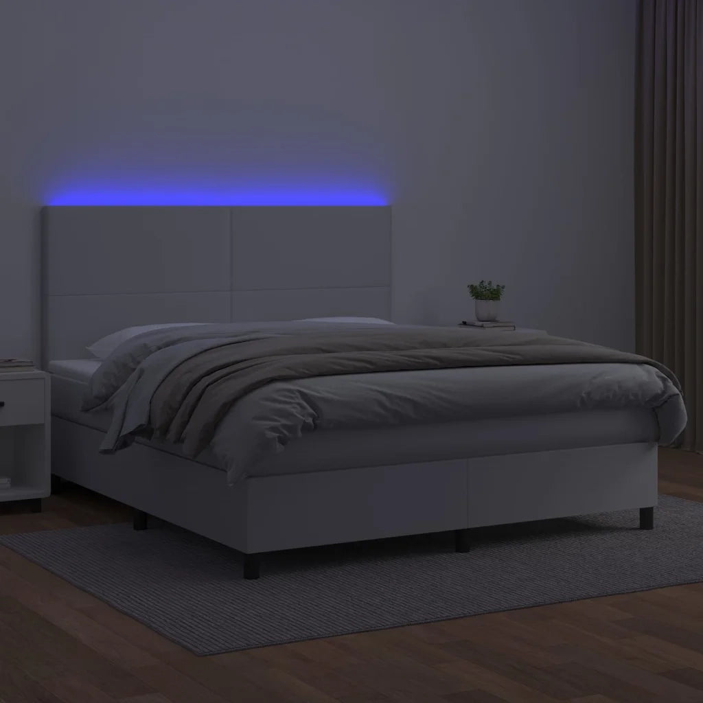 Giroletto Molle con Materasso e LED Bianco 180x200cm Similpelle 3135838